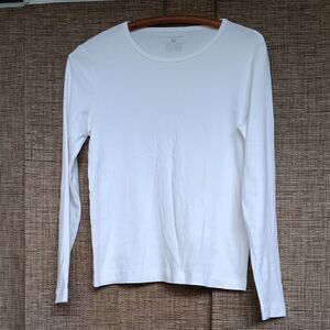 Jones New York Fitted Long Sleeve White Tee